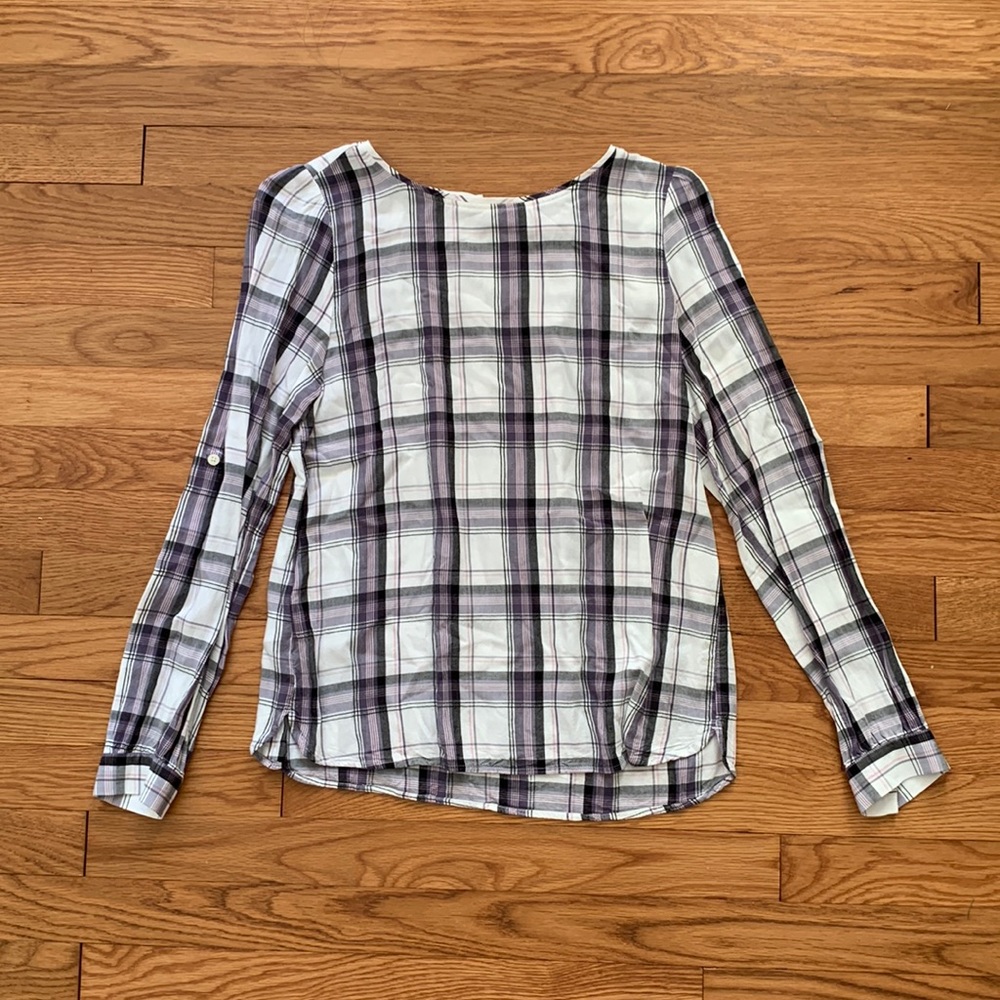 Loft Purple Plaid Blouse
